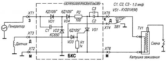 Принципиальная электрическая схема блока коммутатора-стабилизатора (БКС) заводского производства